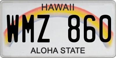 HI license plate WMZ860