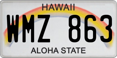 HI license plate WMZ863