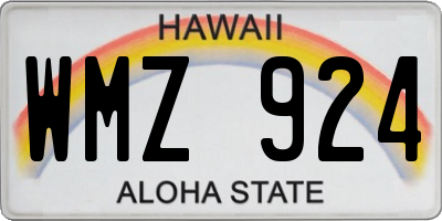 HI license plate WMZ924