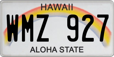 HI license plate WMZ927