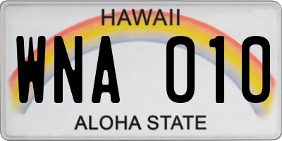 HI license plate WNA010