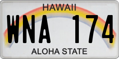 HI license plate WNA174