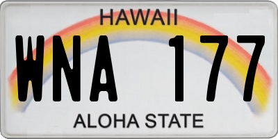 HI license plate WNA177