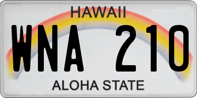 HI license plate WNA210