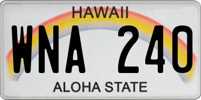 HI license plate WNA240