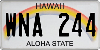 HI license plate WNA244