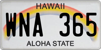 HI license plate WNA365
