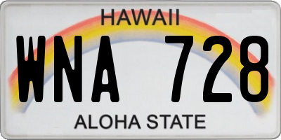 HI license plate WNA728