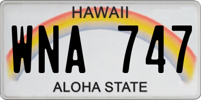 HI license plate WNA747
