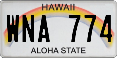 HI license plate WNA774