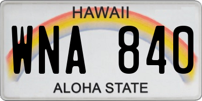 HI license plate WNA840