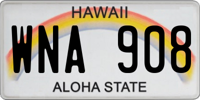 HI license plate WNA908