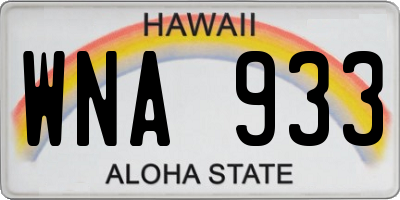 HI license plate WNA933