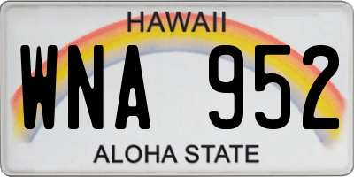 HI license plate WNA952