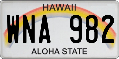HI license plate WNA982