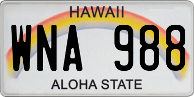 HI license plate WNA988