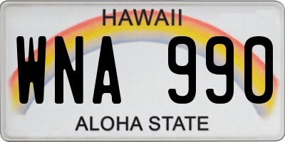 HI license plate WNA990