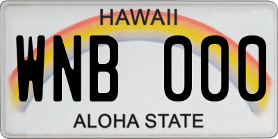 HI license plate WNB000
