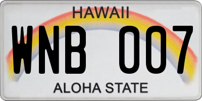 HI license plate WNB007