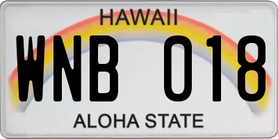 HI license plate WNB018