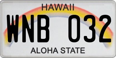 HI license plate WNB032