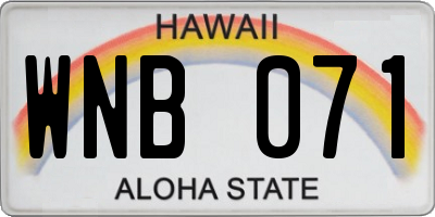 HI license plate WNB071