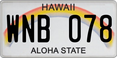 HI license plate WNB078