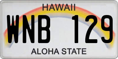 HI license plate WNB129