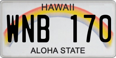 HI license plate WNB170