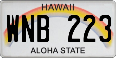 HI license plate WNB223