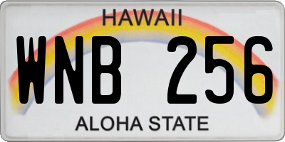 HI license plate WNB256