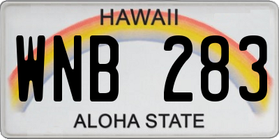 HI license plate WNB283