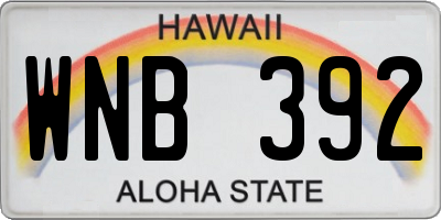 HI license plate WNB392