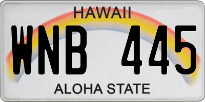 HI license plate WNB445
