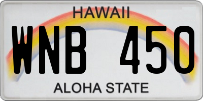 HI license plate WNB450