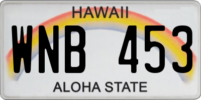 HI license plate WNB453