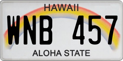 HI license plate WNB457