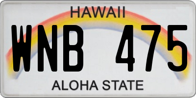 HI license plate WNB475