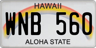 HI license plate WNB560