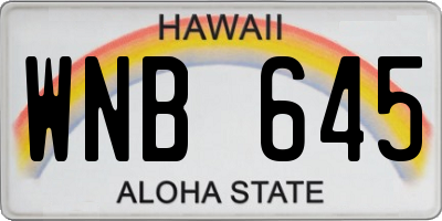 HI license plate WNB645