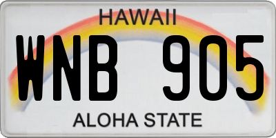 HI license plate WNB905