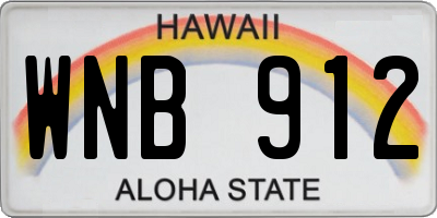 HI license plate WNB912