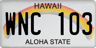 HI license plate WNC103