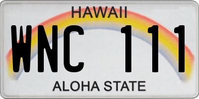 HI license plate WNC111