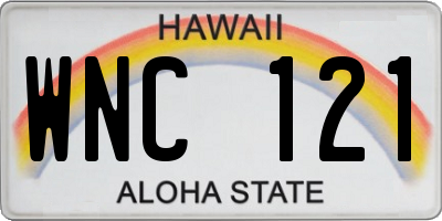 HI license plate WNC121