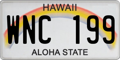 HI license plate WNC199