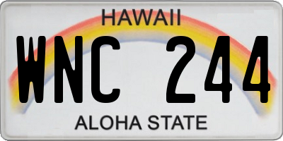 HI license plate WNC244