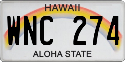HI license plate WNC274