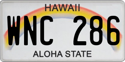 HI license plate WNC286