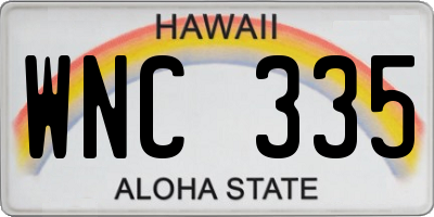 HI license plate WNC335